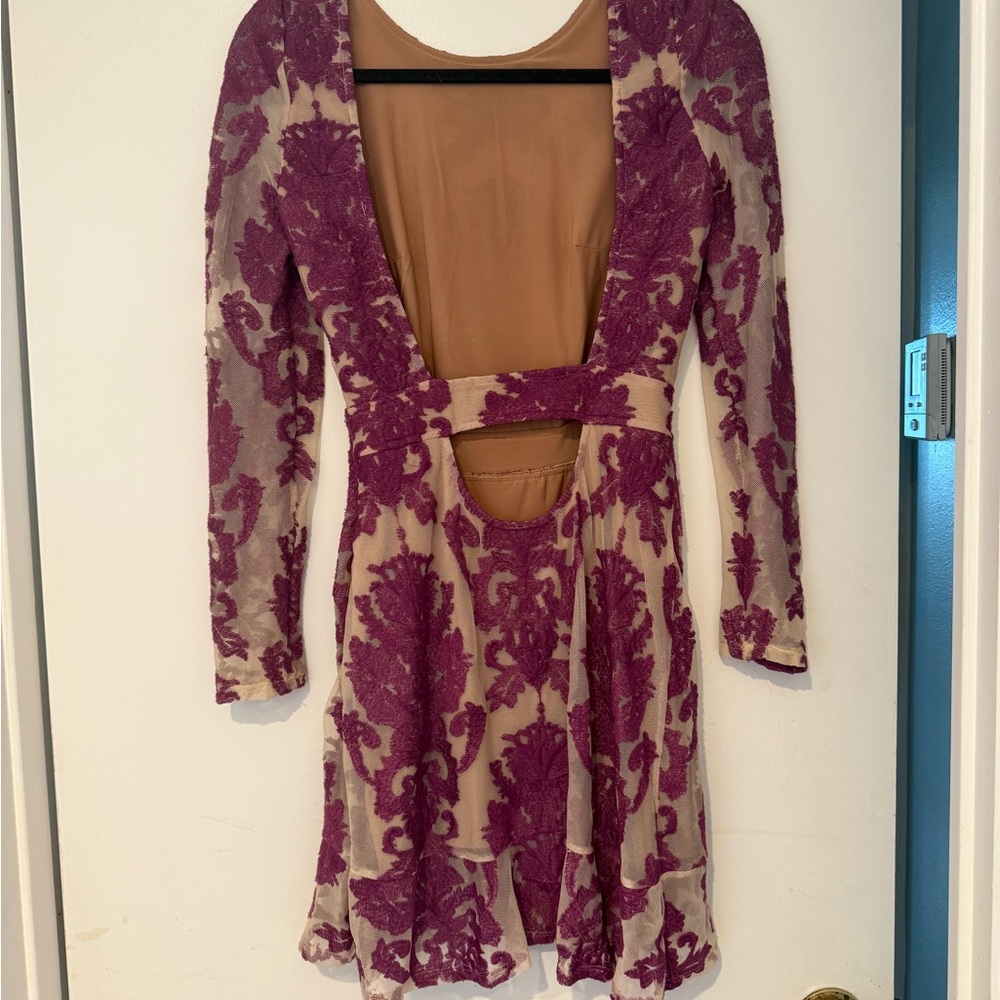 For love and lemons Elegant Purple Lace mini Dress